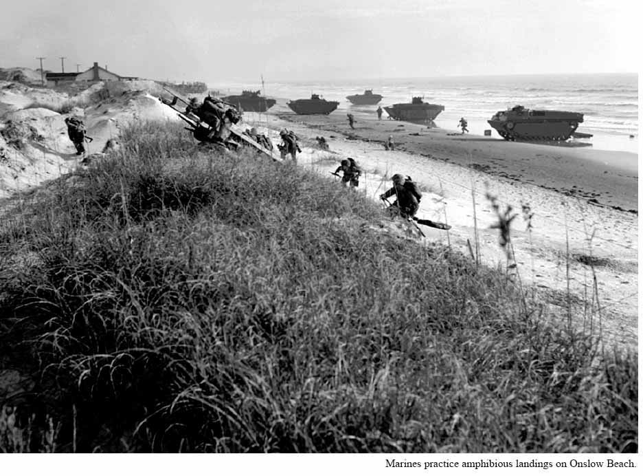 training on Onslow Beach